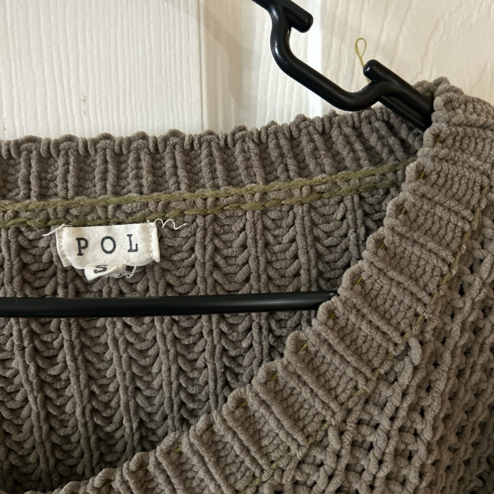 POL Off-the-Shoulder Sweater Set - Olive and Cream - Picture 4 of 4
